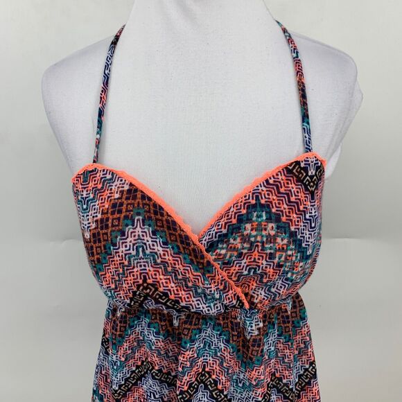 Self Esteem Chevron Knit Halter Top Womens L Large Empire Waist Surplice Flowy - Picture 3 of 11